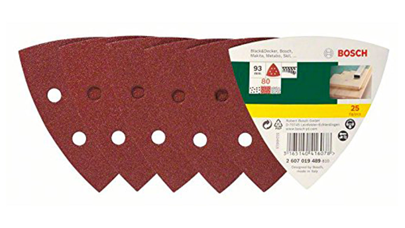  Bosch 2607019489 Lot de feuilles abrasives pour Ponceuse Delta Grain 80 25 pièces 