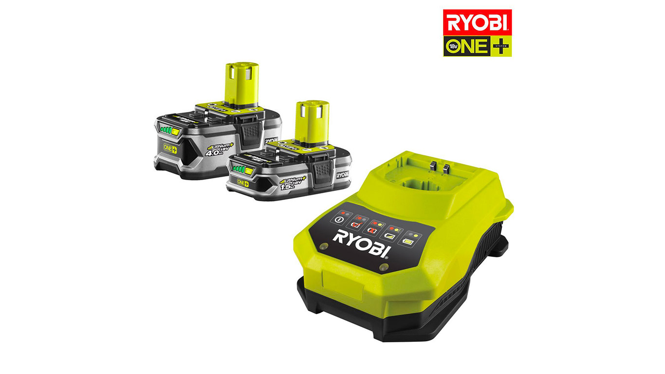 Pack de 2 batteries RYOBI 18V OnePlus 4.0Ah et 1.5 Ah Lithium-ion - 1 chargeur rapide RBC18LL50