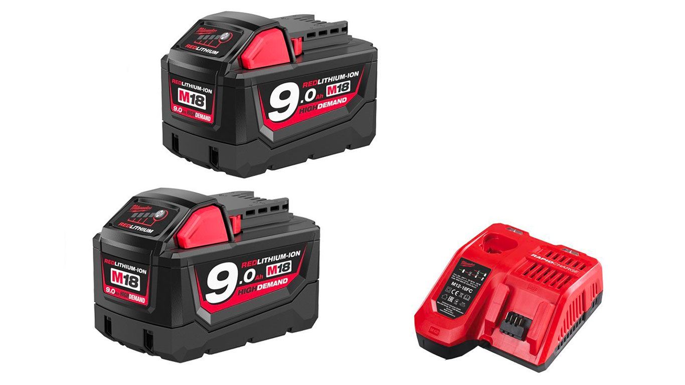 Pack NRJ Milwaukee 18V 9.0Ah 2 batteries 18V 9.0Ah 1 chargeur M12-18FC