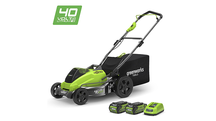 avis et prix Tondeuse à gazon sur batterie greenworks GD40LM45 45 cm avec batteries 40 V