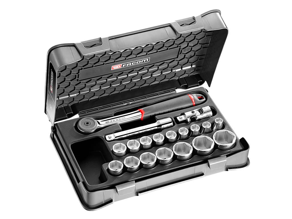 Coffret douilles 1/2" 6 pans métriques - 19 pièces Facom S.161-2P6