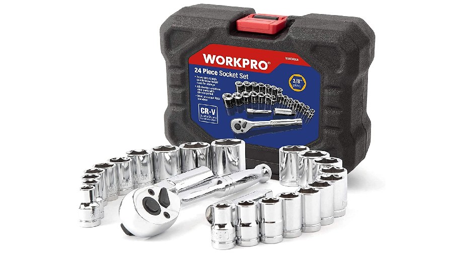 Coffret de douilles avec clé à cliquet 3/8 WORK PRO W003000A Coffret de douilles avec clé à cliquet 3/8 WORK PRO W003000A