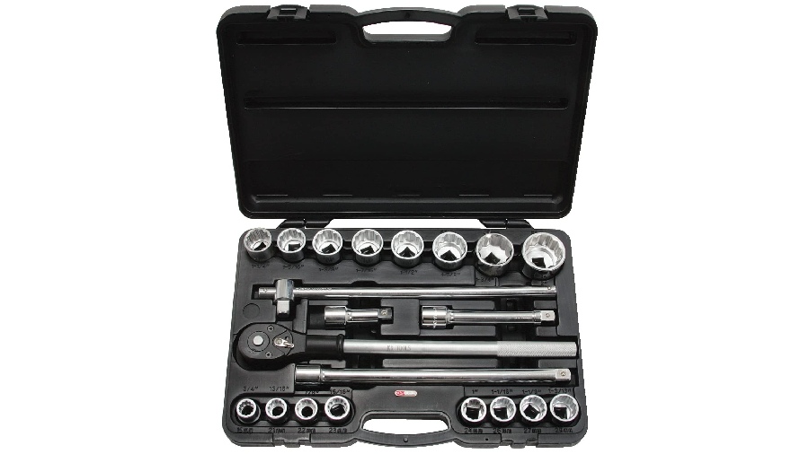 KS Tools 911.0751 - Coffret de douilles 12 pans et accessoires 3/4