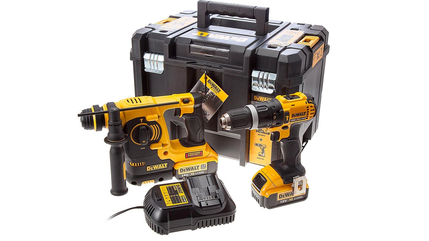 Dewalt DCK260M2T Perceuse visseuse à percussion + Perforateur burineur SDS plus 2 x 18 V 4 Ah Dewalt DCK260M2T Perceuse visseuse à percussion + Perforateur burineur SDS plus 2 x 18 V 4 Ah