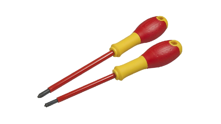 Jeu de tournevis borniers phillips Isolés 1000V PH1x100 mm + PH2x125 mm Stanley FATMAX FMHT0-62648 Jeu de tournevis borniers phillips Isolés 1000V PH1x100 mm + PH2x125 mm Stanley FATMAX FMHT0-62648