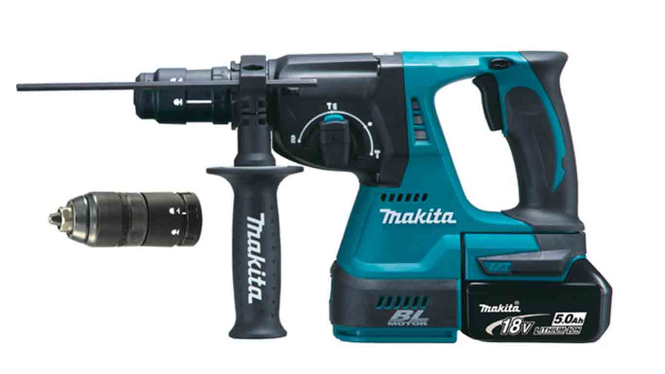 Perfo-burineur Makita 18v Sdsplus Li-ion - 2 Batteries 5.0ah - 1 Chargeur  Rapide - Dhr243rtj - Perforateur - Burineur BUT