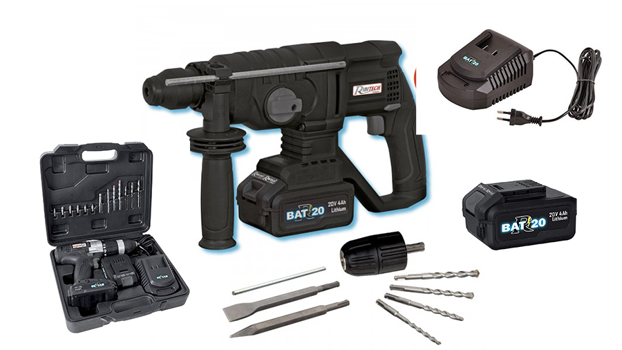 Perforateur sans fil SDS-Plus Ribimex PRBAT20/PERFPRO