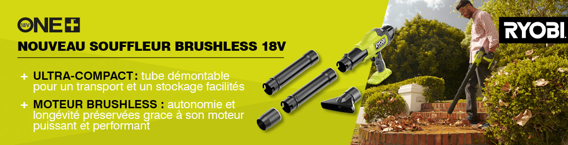 RY18BLCXA Ryobi : le souffleur sur batterie 18 V ONE+ ultra compact