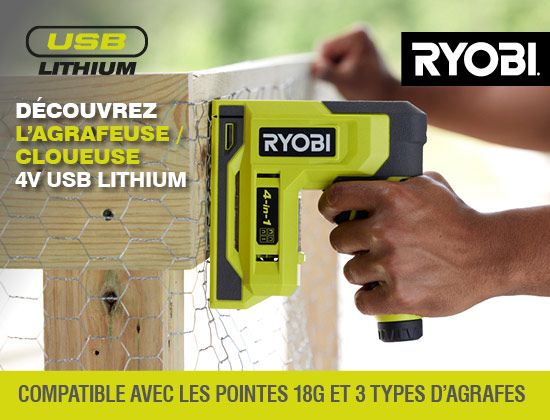 Agrafeuse cloueuse sans fil USB 4 V RST4-0 Ryobi