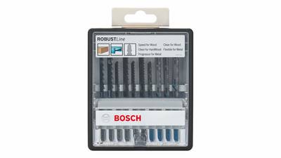  Bosch Robust Line / 2607010542 Coffret de lames pour scie sauteuse 10 pièces Bois et métal Tige en T 