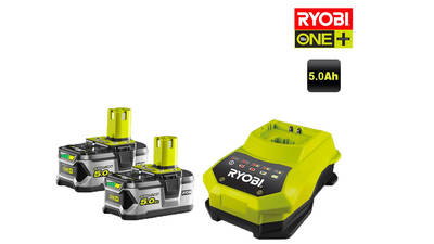 Pack de 2 batteries RYOBI 18V OnePlus 5.0Ah Lithium-ion - 1 chargeur rapide RBC18LL50