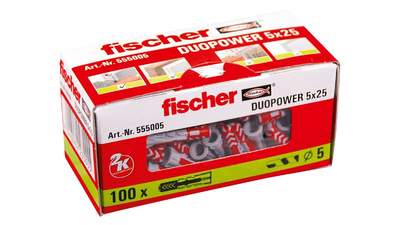 Cheville bi-matière sans vis FISCHER DUOPOWER 5x25 mm