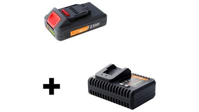 Lot d'une batterie et un chargeur lithium-ion UP20 LEXMAN 20 V-2,5 Ah