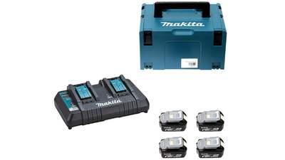 Pack énergie 4 batteries + 1 chargeur double Makita 197503-4