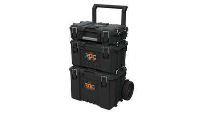 Système Roc Pro Gear 17212618 Keter 3 en 1 Mallette + Boîte à outils + Coffre + Support à roulettes 