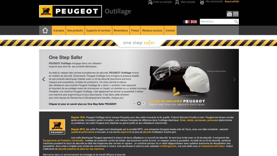Site internet Peugeot Outillage